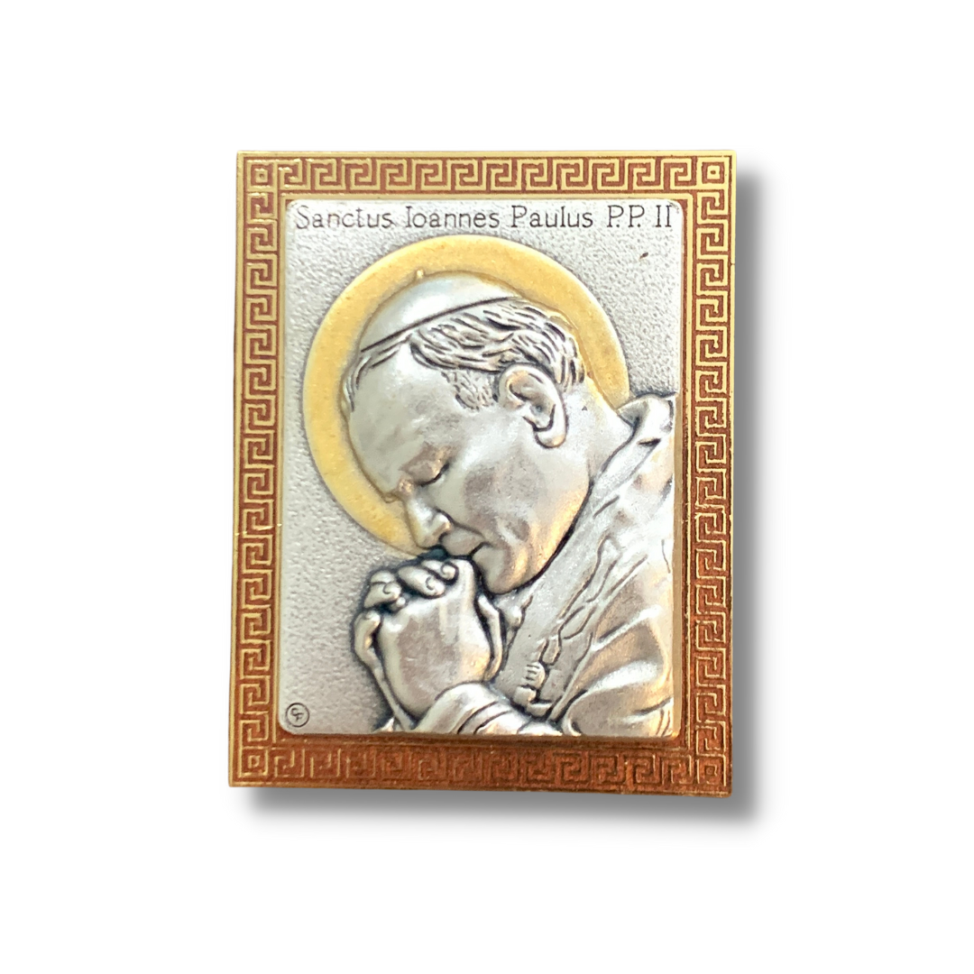 Gold Colored Silver Image of St. John Paul II