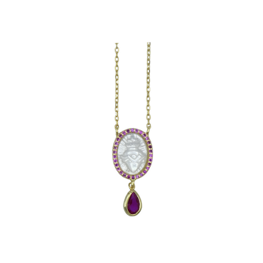 Mother of Pearl Sacred Heart and Precious Blood Necklace