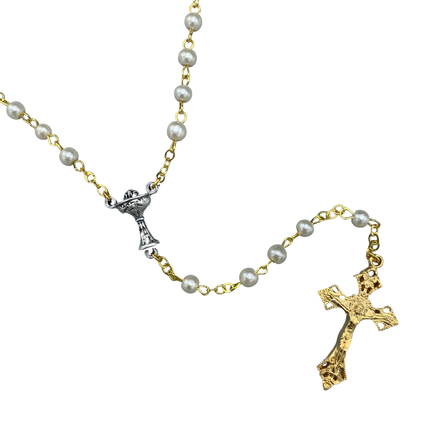 Pearl First Communion Rosary with Case