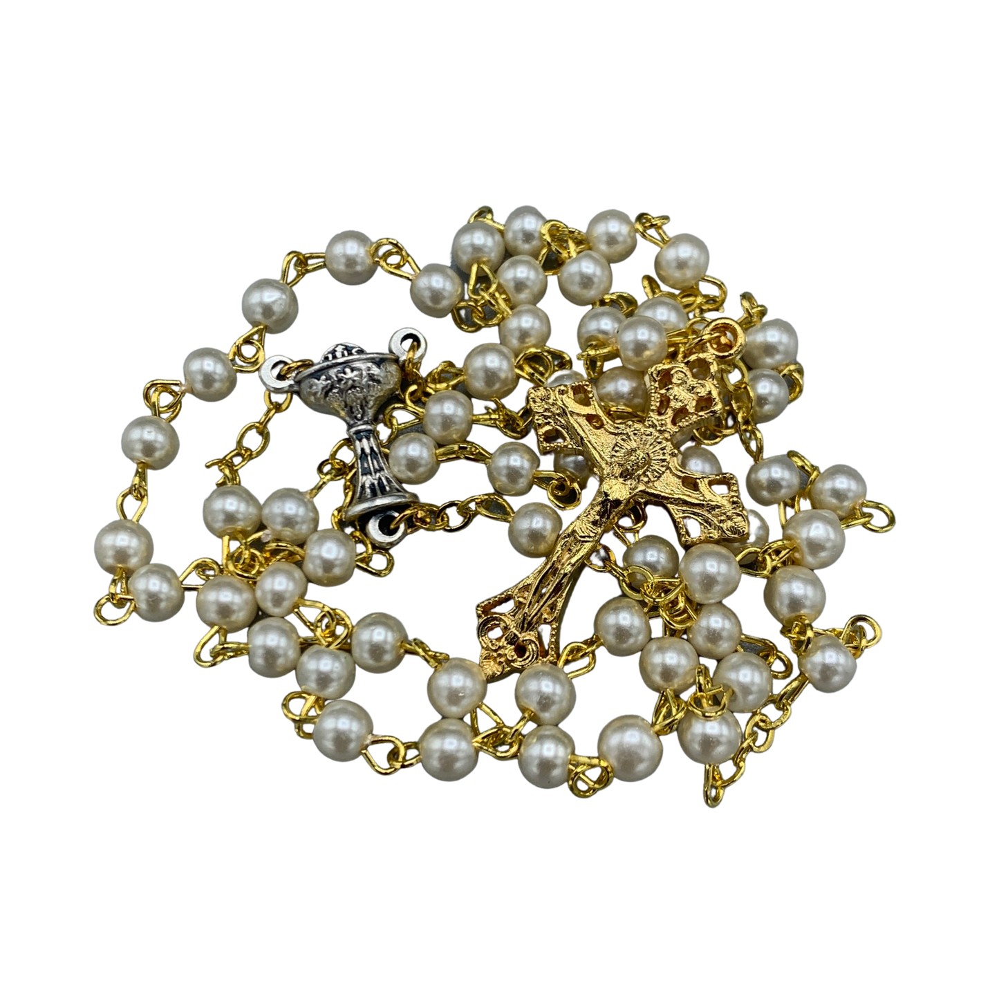 Pearl First Communion Rosary with Case
