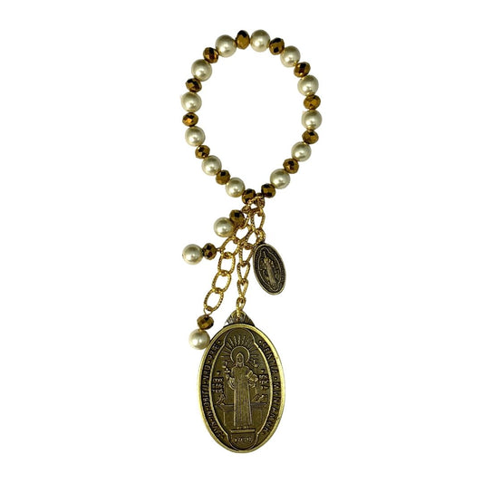 Gold Pearl St. Benedict Door Hanger