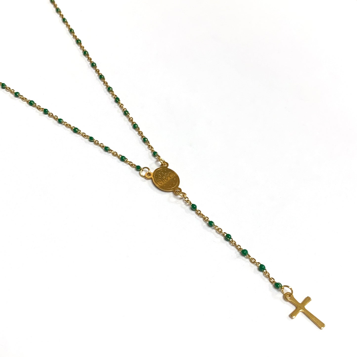 Gold Miraculous Medal Rosary Necklace