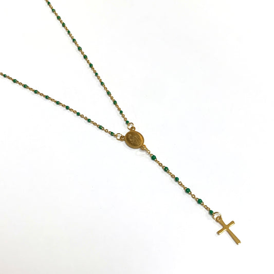 Gold Miraculous Medal Rosary Necklace