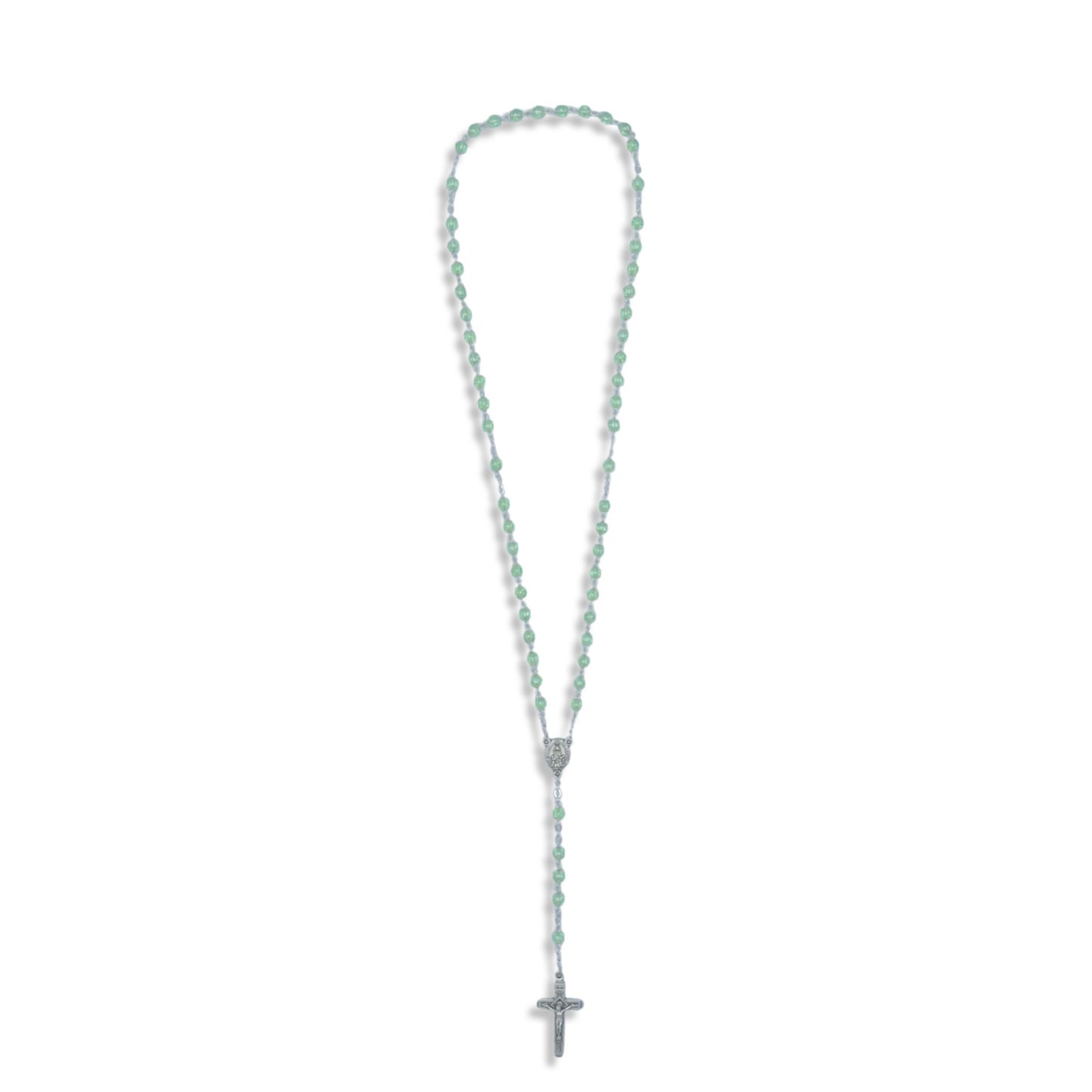 Green Fatima Rosary with Soil