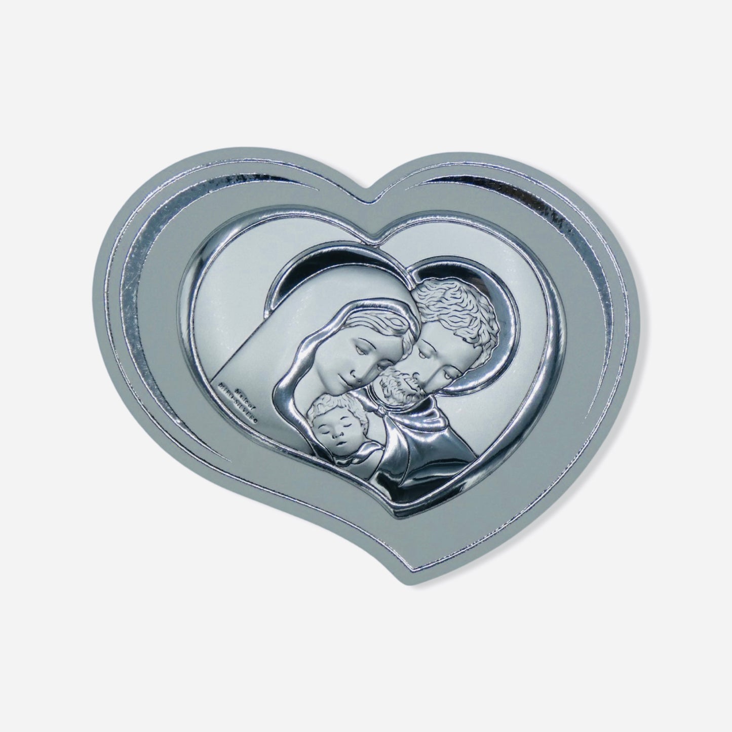 White Holy Family Heart Silver Image