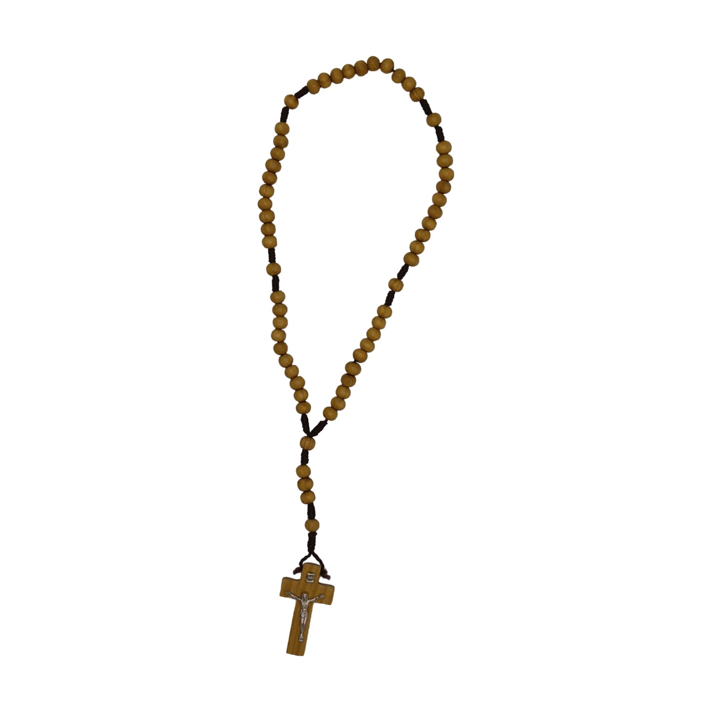 Hickory Wood Colored Rosary with Image