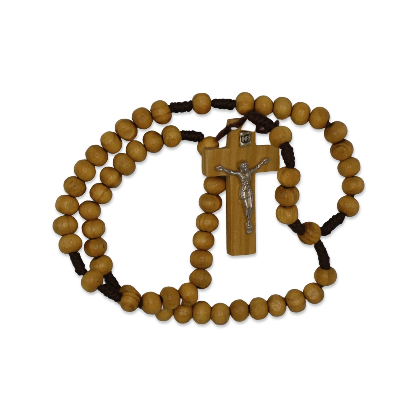 Hickory Wood Colored Rosary with Image