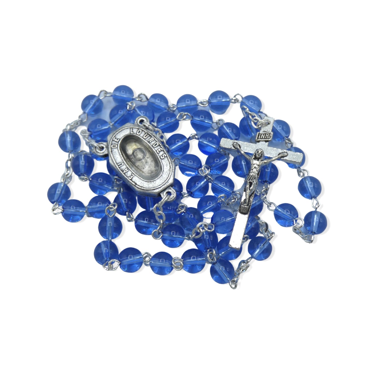 Blue Lourdes Rosary with Water