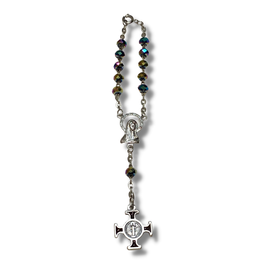 Iridescent St. Benedict Decade Rosary with Clasp