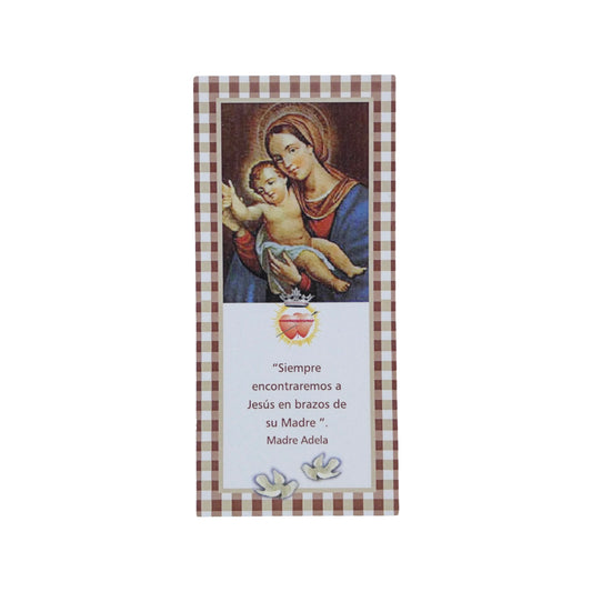 "Jesus en los Brazos de Maria" Prayer Card by Mother Adela, SCTJM Foundress