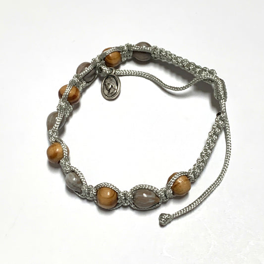 Job's Tears and Wood Decade Rosary Bracelet