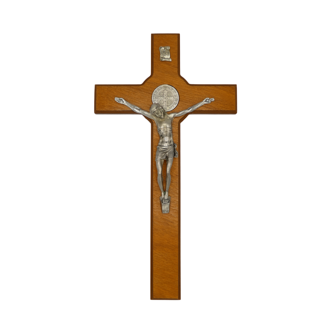 Cherry Wood Colored St. Benedict Crucifix