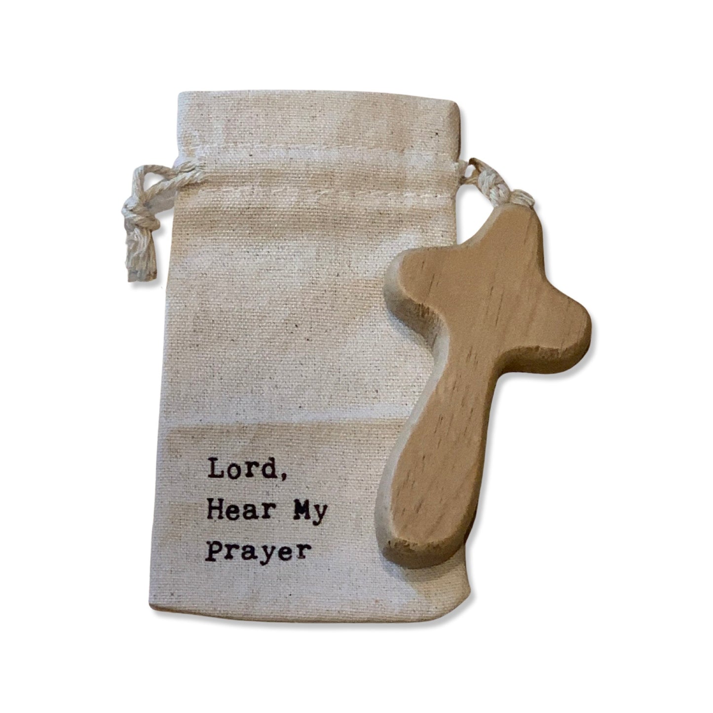 Wood Prayer Cross with Pouch