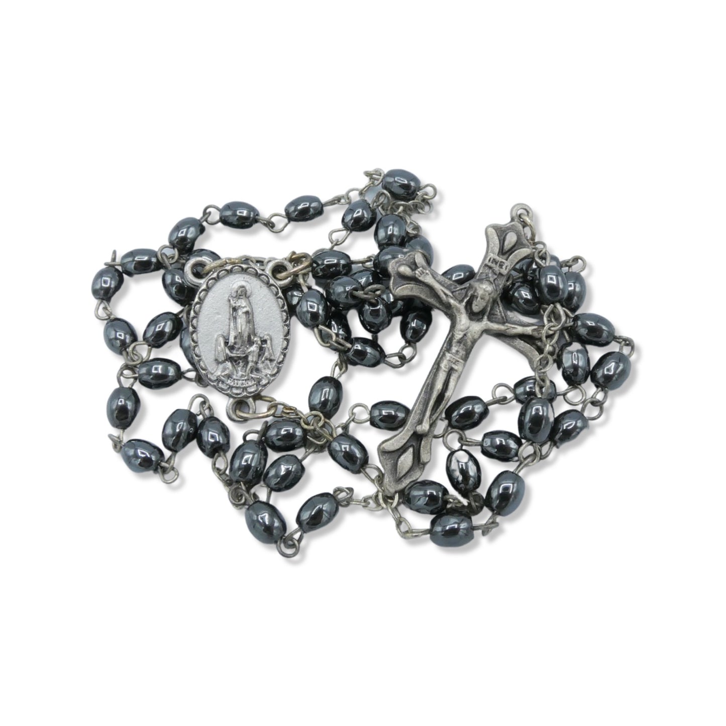 Metallic Fatima Rosary with Soil