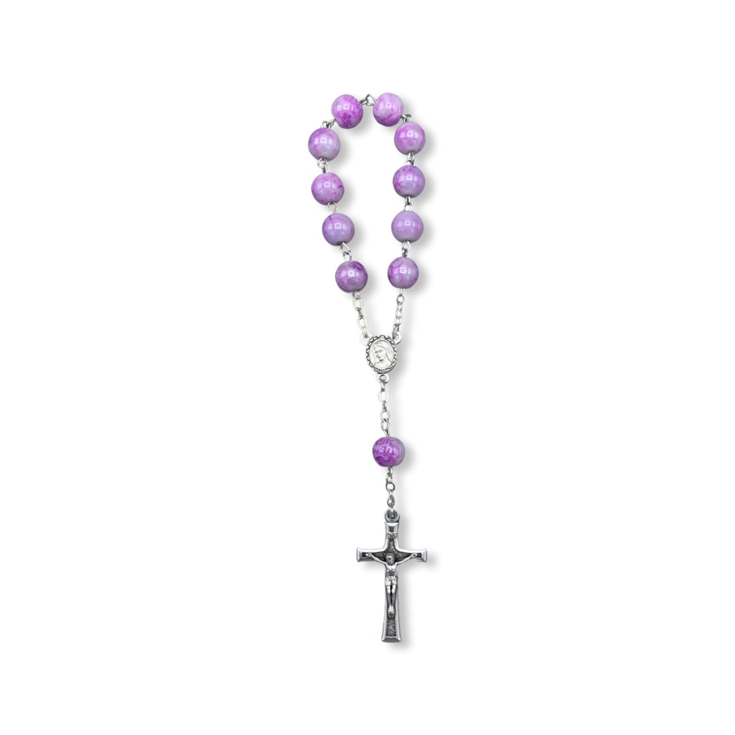Marble Queen of Peace Decade Rosary of Assorted Colors