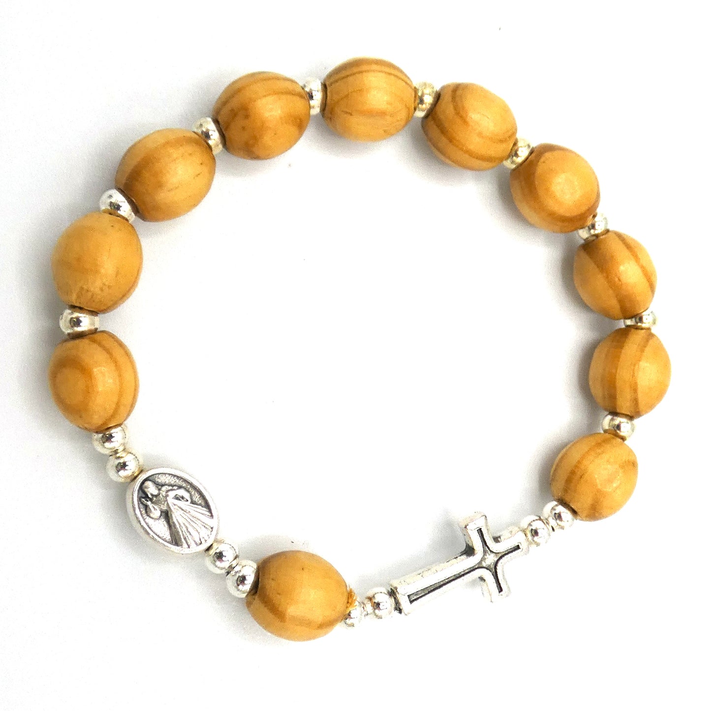 Olive Wood Queen of Peace Decade Rosary Bracelet of Assorted Styles