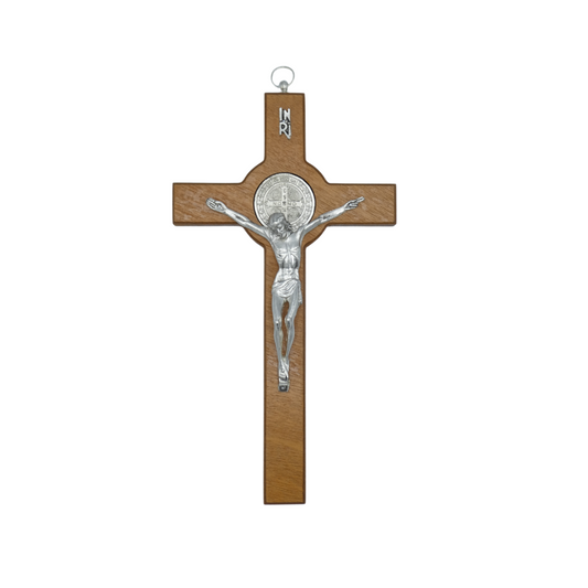 Cherry Wood Colored St. Benedict Crucifix