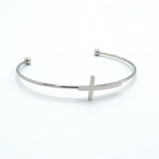 Metal Cross Bangle Bracelet