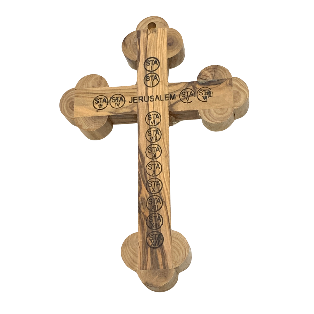 Mother of Pearl Olive Wood Jerusalem Crucifix