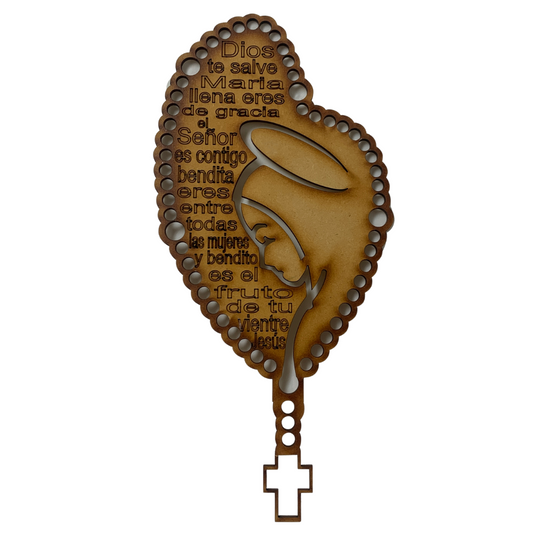 Wooden Carved Rosary Wall Decor with Prayer