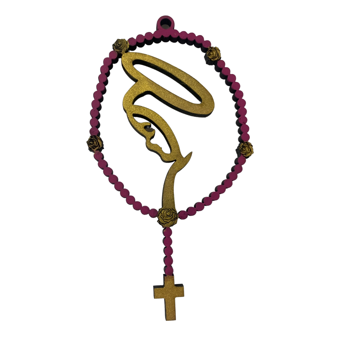 Wooden Carved Rosary Wall Decor of Assorted Colors