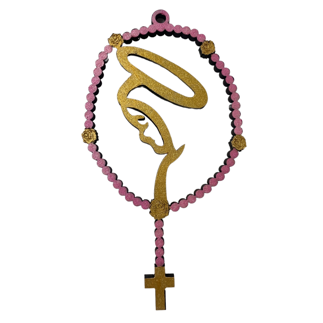Wooden Carved Rosary Wall Decor of Assorted Colors