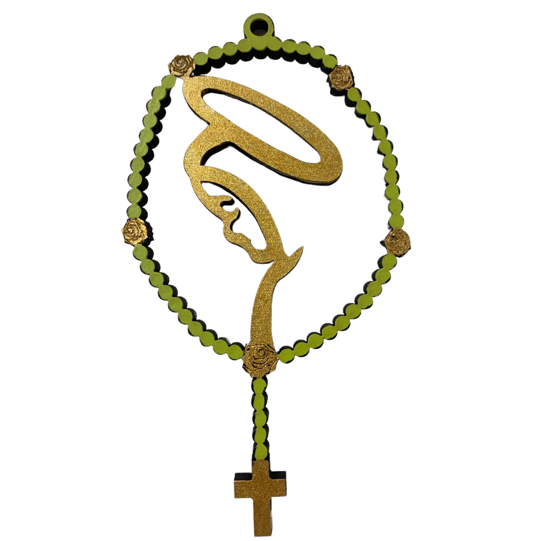 Wooden Carved Rosary Wall Decor of Assorted Colors