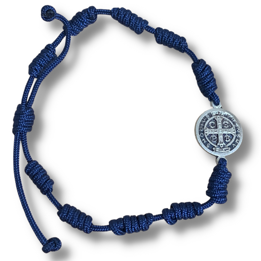 Cord Decade Rosary Bracelet with St. Benedict Medal of Assorted Colors