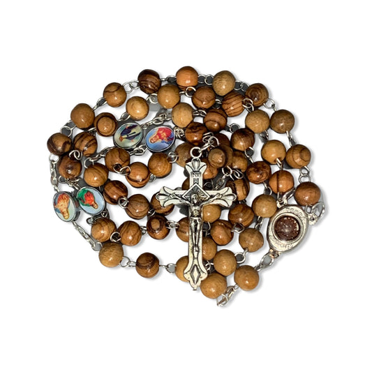 Olive Wood All Saints Rosary with Soil