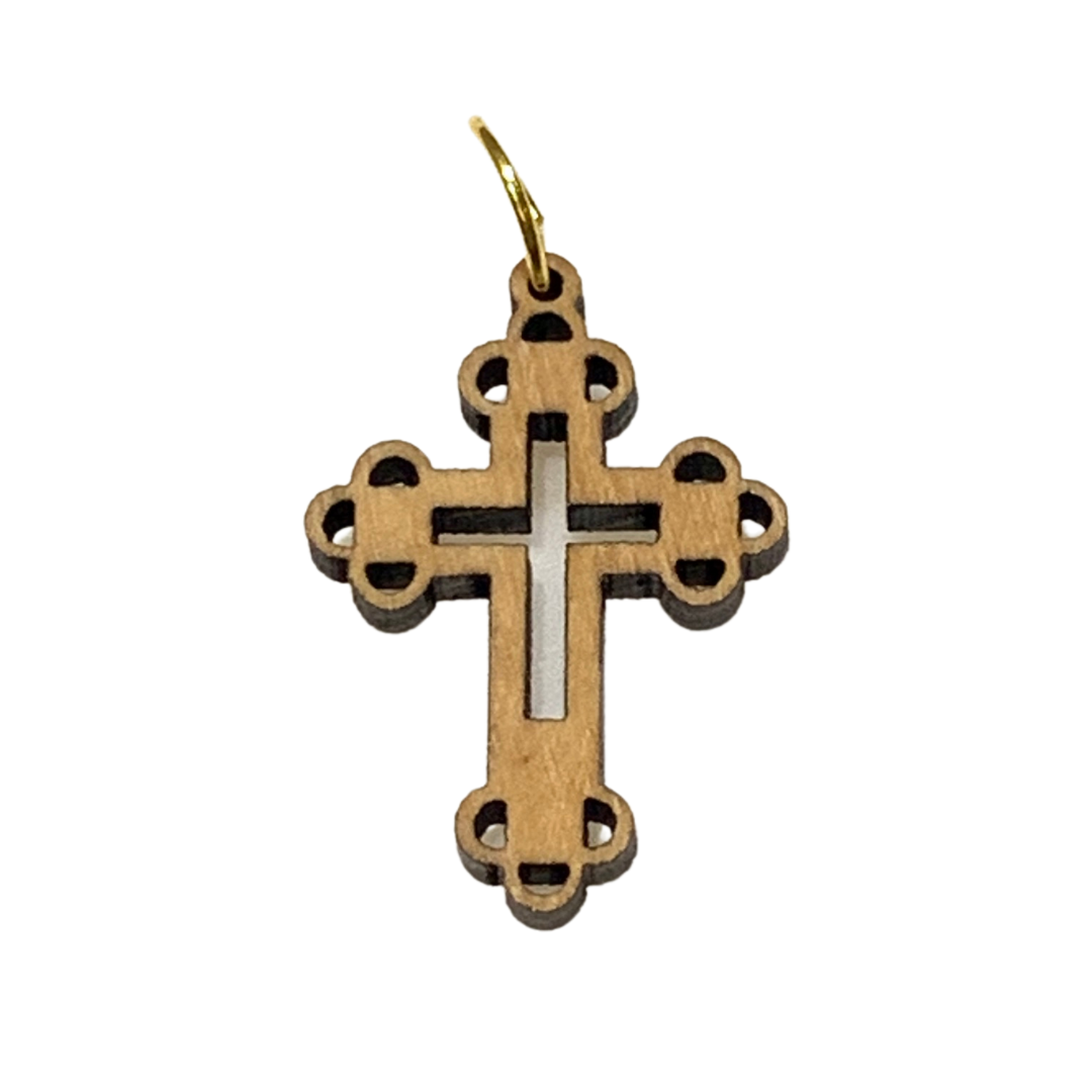 Olive Wood Budded Cross Pendant