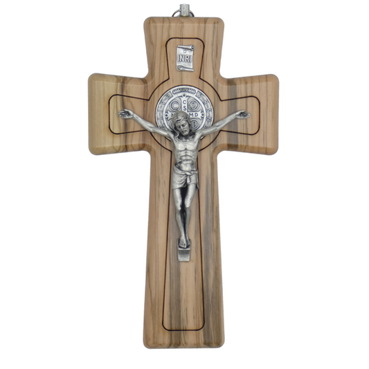 Olive Wood Colored St. Benedict Crucifix