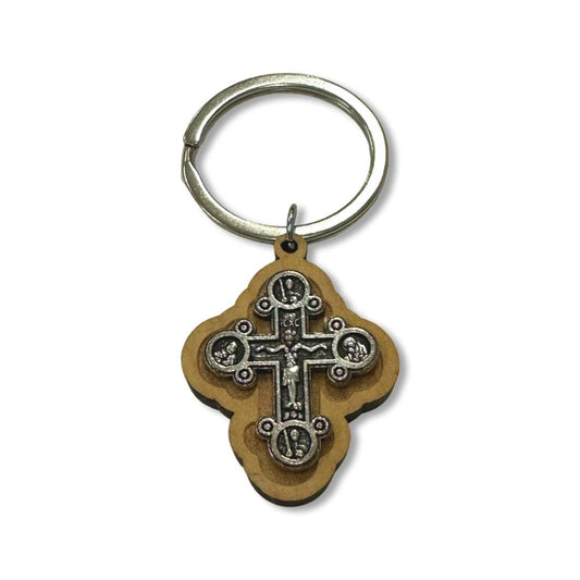 Olive Wood Crucifix Key Chain