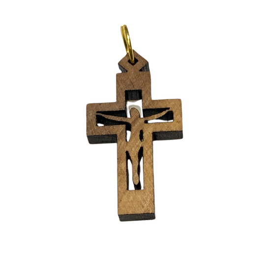 Olive Wood Crucifix Pendant