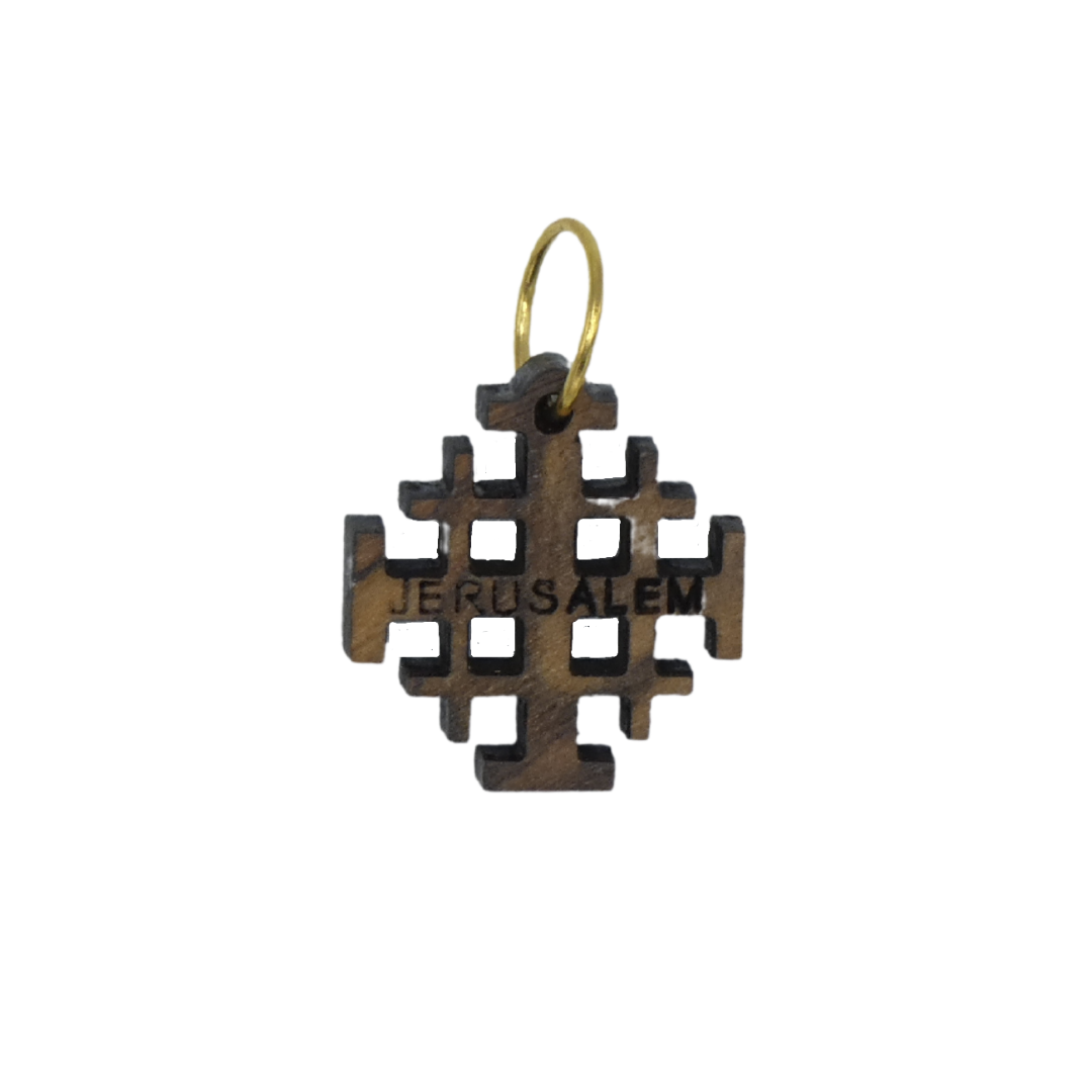 Olive Wood Jerusalem Cross Pendant