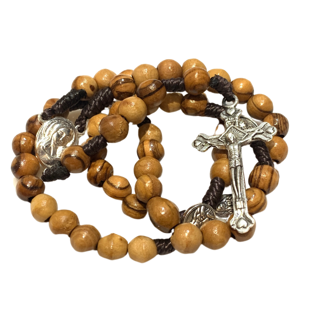 Olive Wood Our Lady of Tenderness Cord Rosary