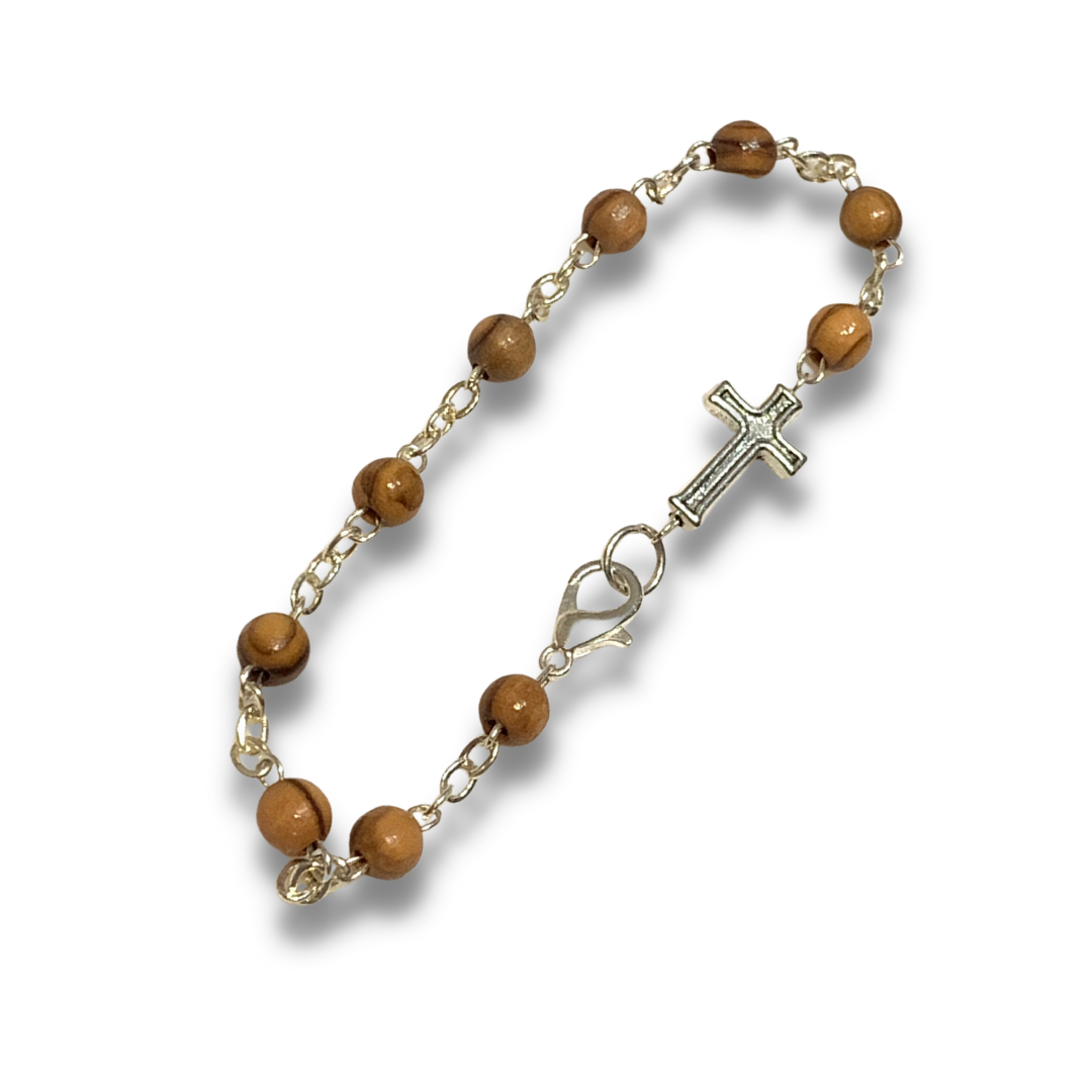 Olive Wood Simple Cross Bracelet