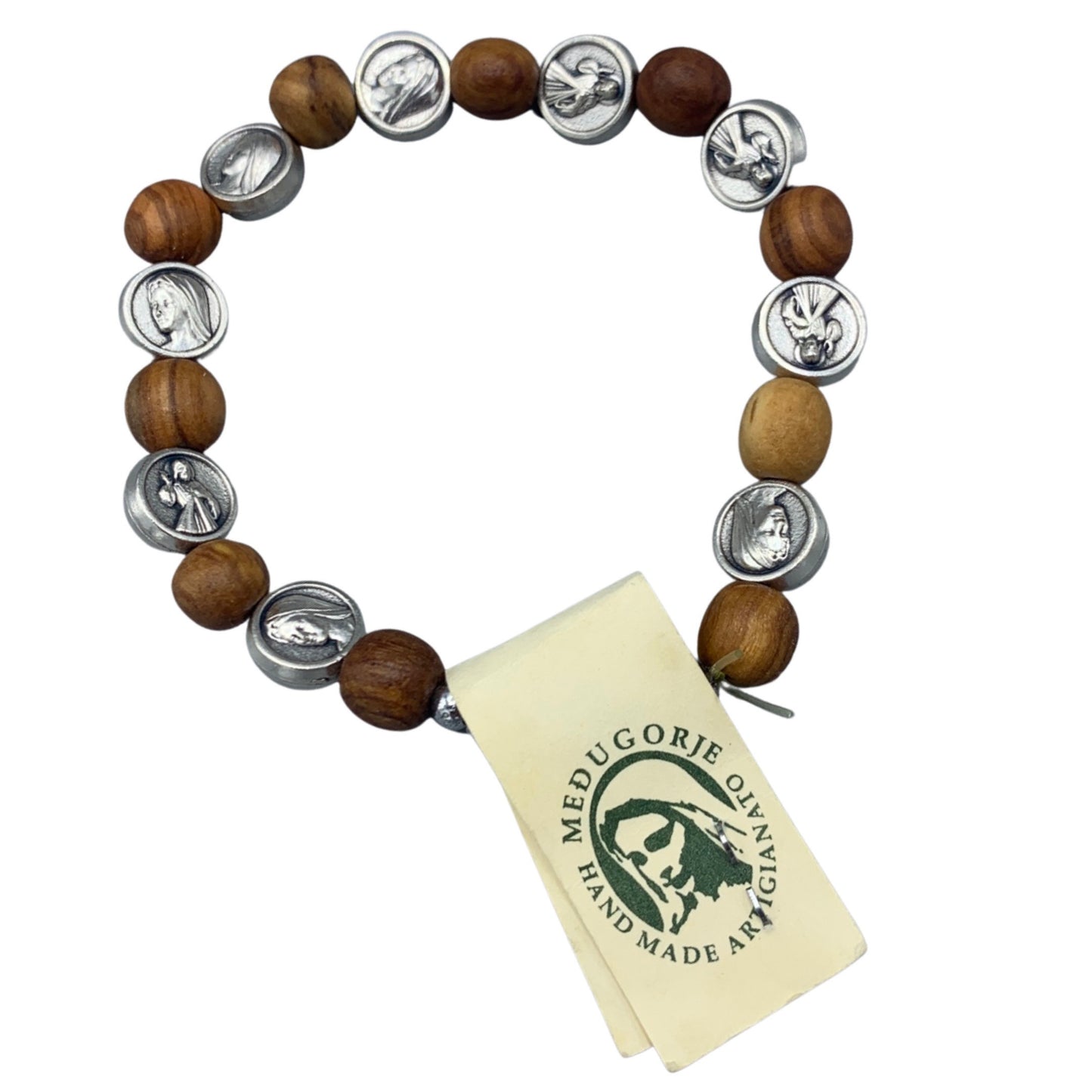 Olive Wood and Queen of Peace Decade Rosary Bracelet