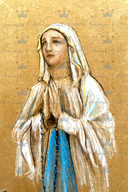 Original Our Lady of Lourdes Color Print by SCTJM