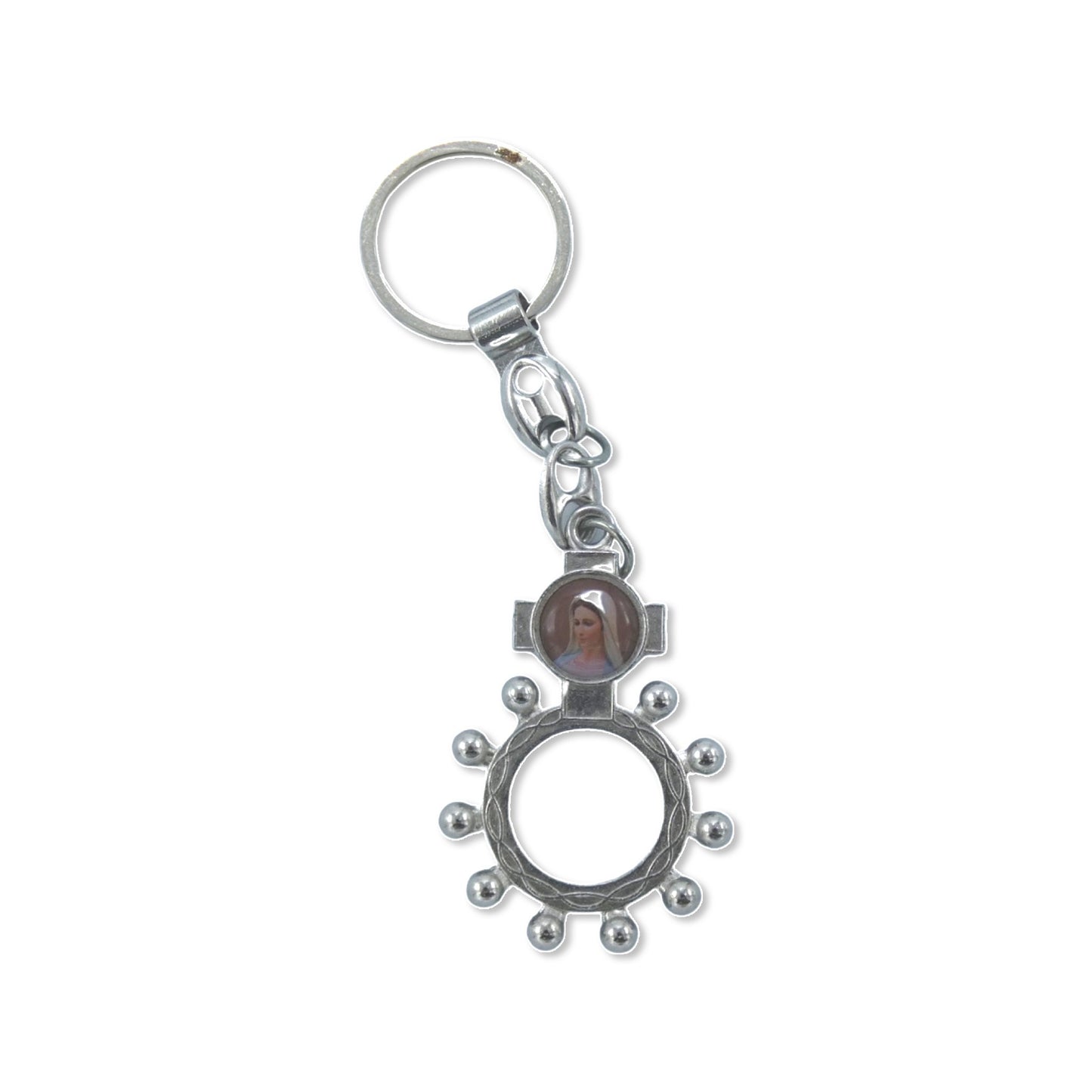 Queen of Peace Ring Decade Rosary Keychain