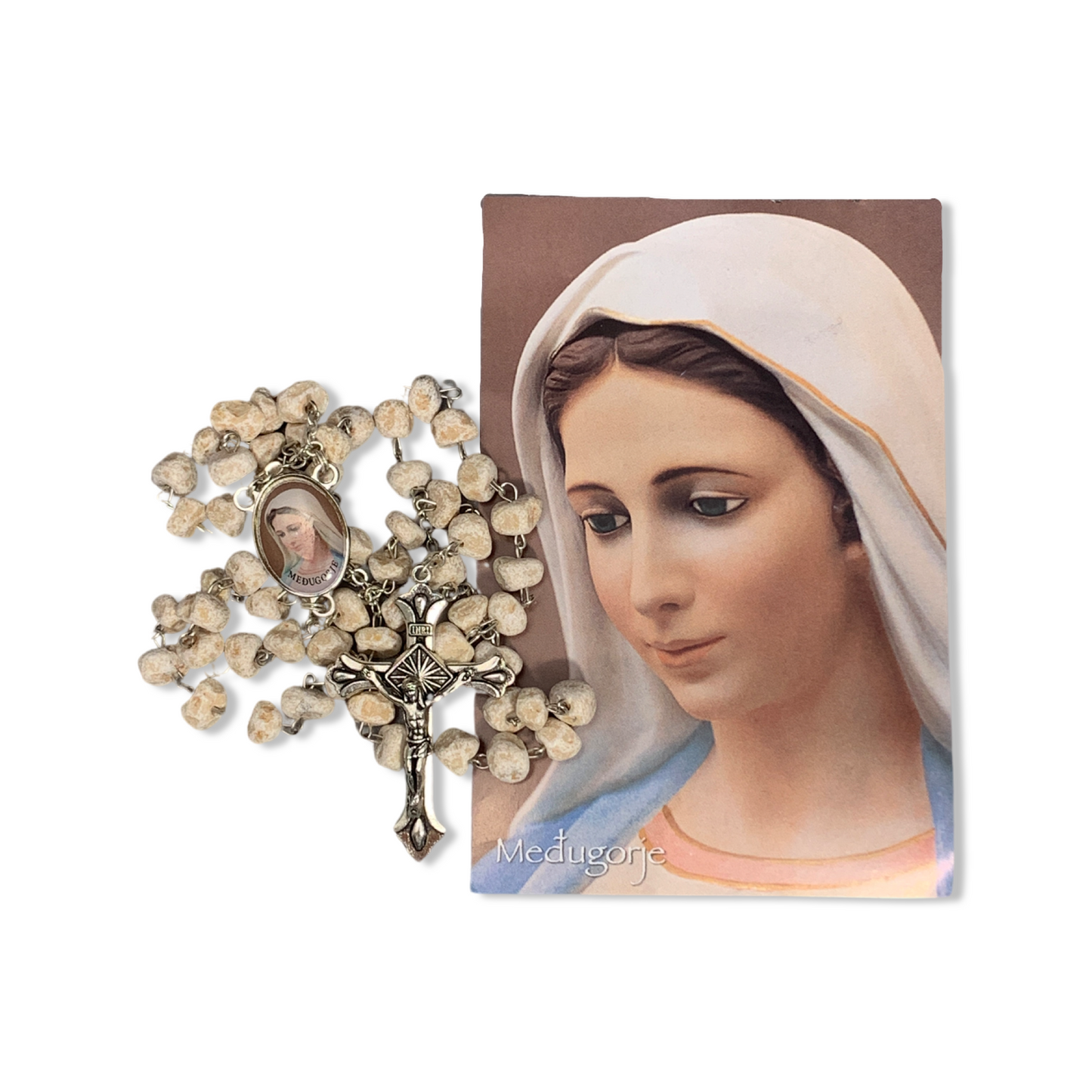 Queen of Peace Stone Rosary with Chain