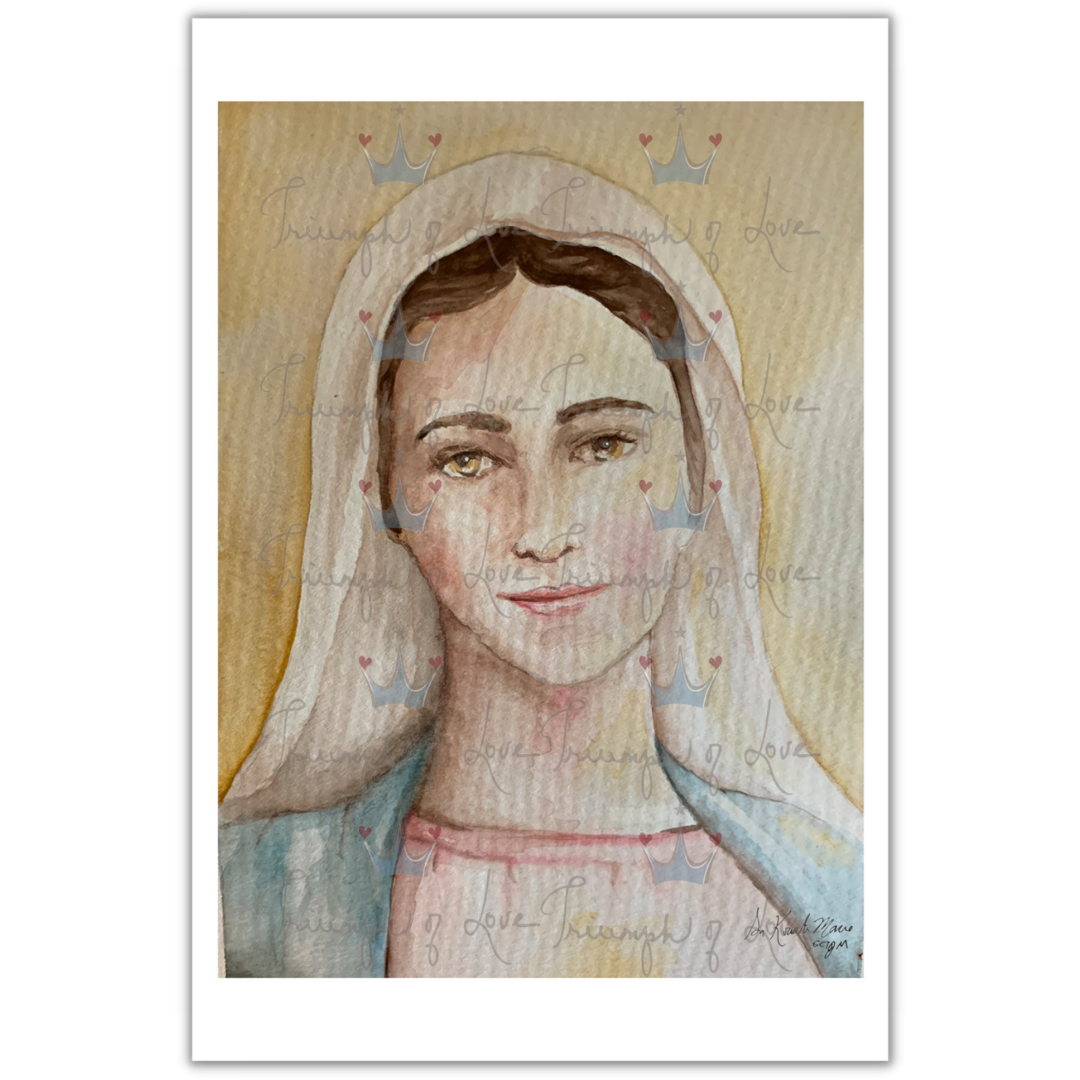 Original Our Lady Queen of Peace Watercolor Print by SCTJM