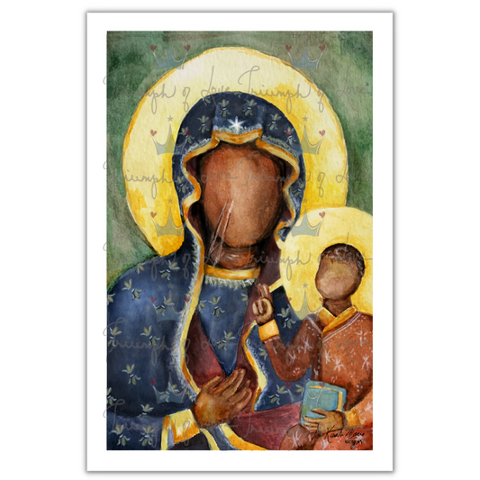 Original Our Lady of Czestochowa Watercolor Print by SCTJM