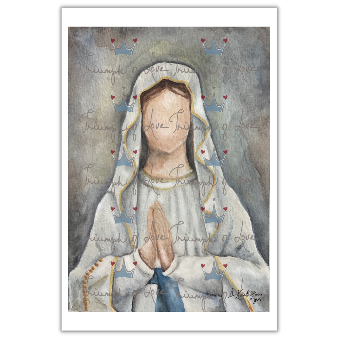 Original Our Lady of Lourdes Watercolor Print by SCTJM