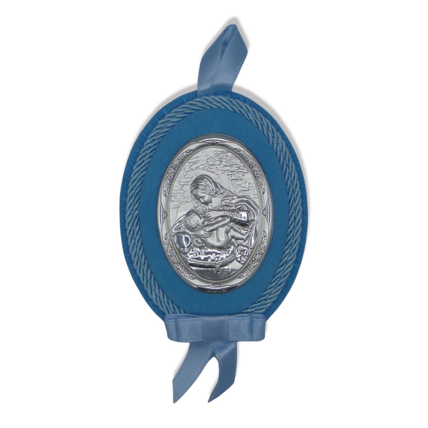Oval Our Lady of La Leche Silver Baby Crib Medallion