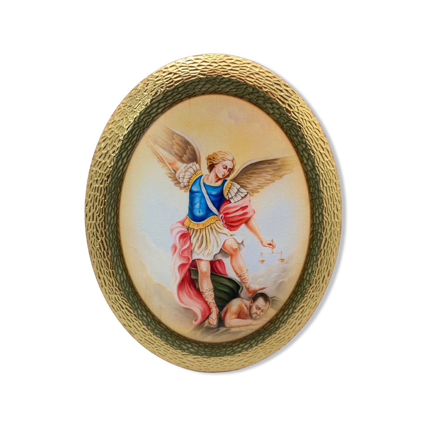 Oval St. Michael Image with Golden Border