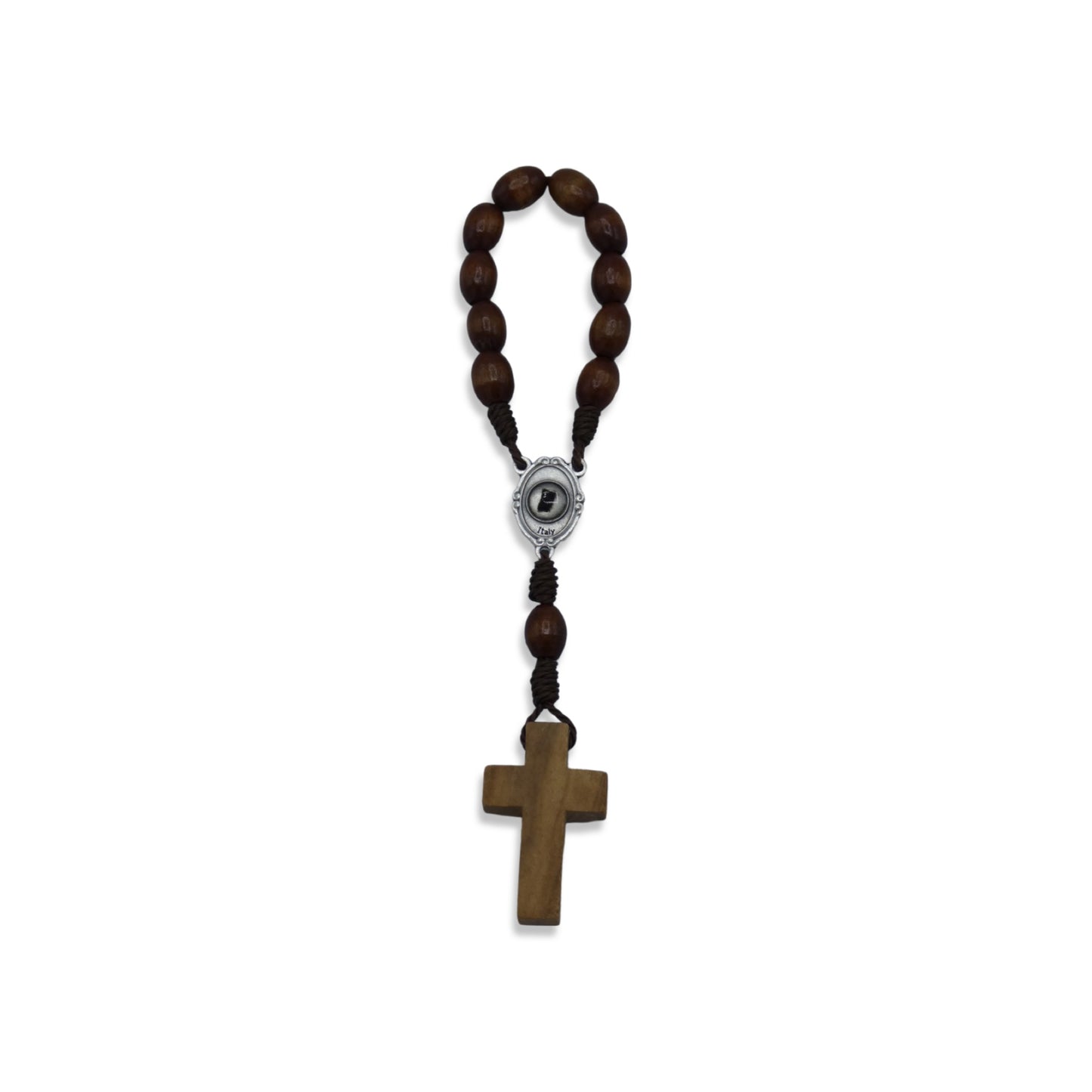 Padre Pio Wooden Decade Rosary with Relic