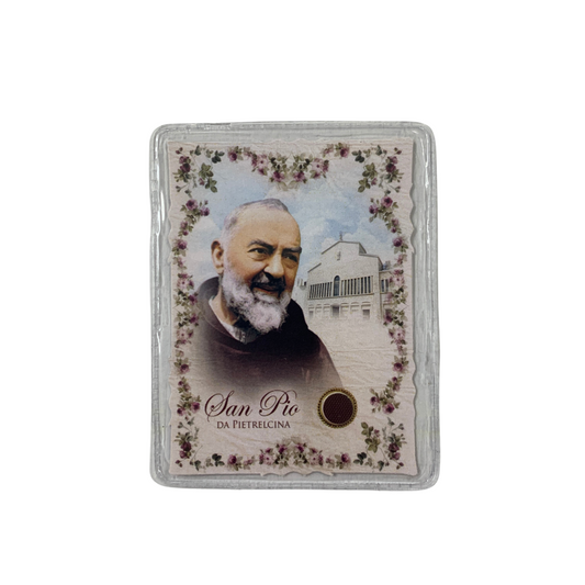 Padre Pio Holy Card with Relic