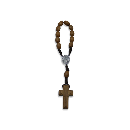 Padre Pio Wooden Decade Rosary with Relic