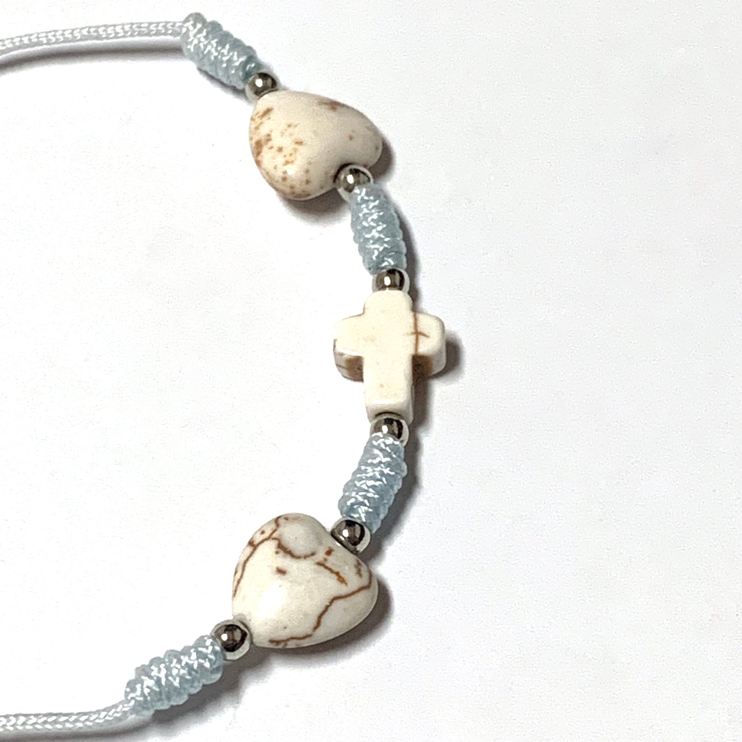 Queen of Peace Stone Heart and Cross Bracelet of Assorted Colors