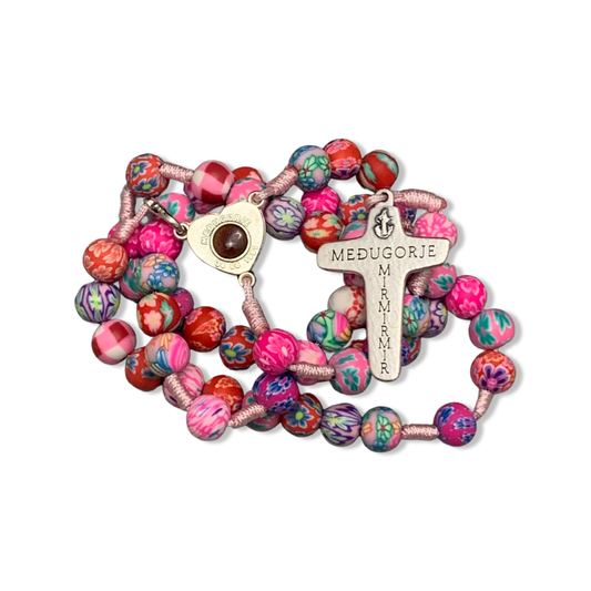 Queen of Peace FIMO Rosary of Assorted Colors Medjugorje